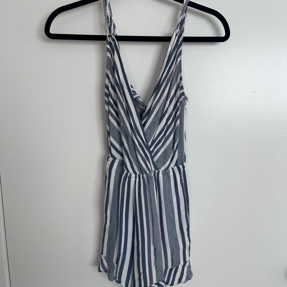 American Eagle Outfitters Blue and White Striped Romper